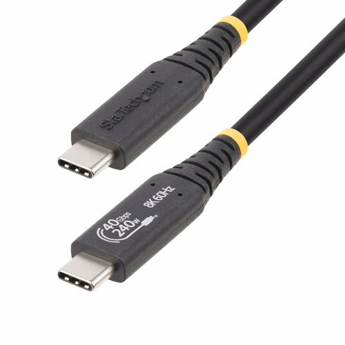 StarTech.com Câble USB4 de 1m, Câble USB-C Certifié USB-IF, 40Gbps, PD - Câble USB - USB-C (M) pour USB-C (M) - USB4 / Thunderbolt 3 / Thunderbolt 4 / DisplayPort 1.4 - 48 V - 5 A - 1 m - sans halogène, passif, support 4K 120 Hz, support pour 8K60Hz, gamm