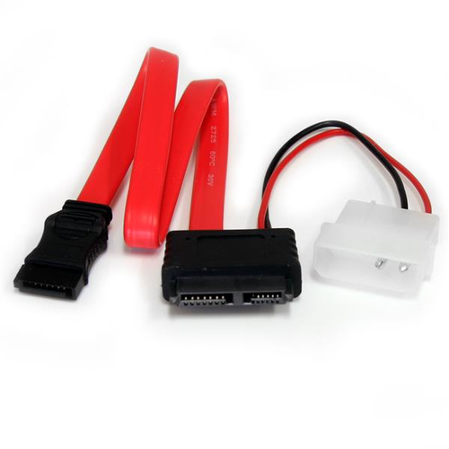 StarTech.com Câble adaptateur 30 cm Slimline SATA vers SATA avec alimentation LP4 - Câble SATA - Serial ATA 150/300/600 - SATA Slimline (F) pour SATA, alimentation interne 4 broches (12 V) - 30 cm - rouge - disponible 24 / 48h 