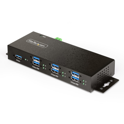 StarTech.com Hub USB 3.0 7 Ports avec 7x USB-A, Boîtier en Métal, 5Gbps - Concentrateur (hub) - 6 x USB 3.2 Gen 2 + 1 x USB 3.2 de 1ère génération - de bureau, Montage sur rail DIN, fixation murale - Conformité TAA 