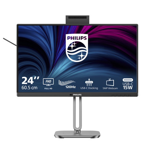 Philips 24B2U4301H - 4000 Series - écran LED - 24" (23.8" visualisable) - 1920 x 1080 Full HD (1080p) @ 120 Hz - IPS - 1500:1 - HDMI, DisplayPort, USB-C - haut-parleurs - argent, Charbon 