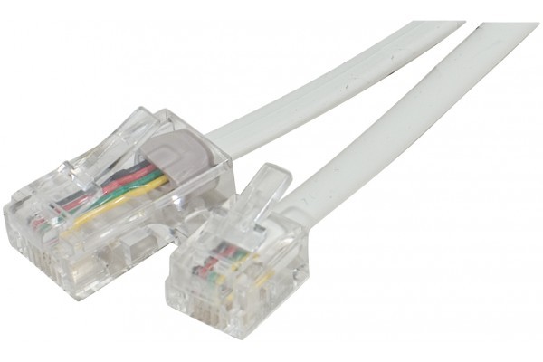 Cordon téléphonique RJ11 / RJ45 blanc - 2 m 