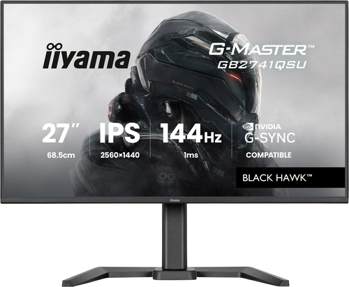 iiyama G-MASTER Black Hawk GB2741QSU-B1 - Écran LED - jeux - 27" - 2560 x 1440 @ 144 Hz - IPS - 350 cd/m² - 1500:1 - 1 ms - HDMI, DisplayPort - haut-parleurs - noir, mat 