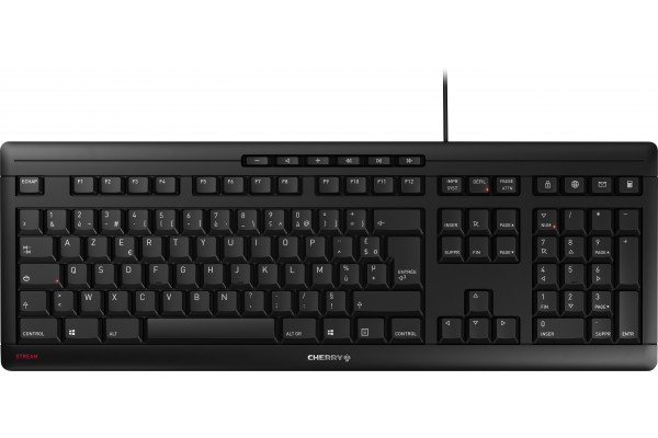 CHERRY Clavier STREAM KEYBOARD USB noir AZERTY (FR) 