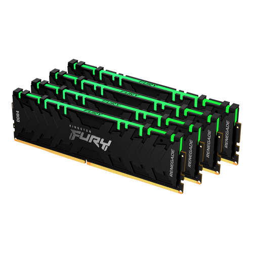 Kingston FURY Renegade RGB - DDR4 - kit - 32 Go: 4 x 8 Go - DIMM 288 broches - 3200 MT/s / PC4-25600 - CL16 - 1.35 V - mémoire sans tampon - non ECC - noir 