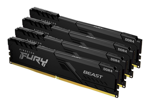 Kingston FURY Beast - DDR4 - kit - 64 Go: 4 x 16 Go - DIMM 288 broches - 3200 MHz / PC4-25600 - CL16 - 1.35 V - mémoire sans tampon - non ECC - noir 