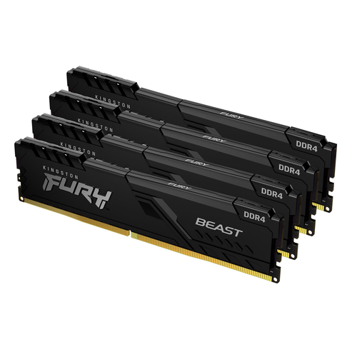 Kingston FURY Beast - DDR4 - kit - 32 Go: 4 x 8 Go - DIMM 288 broches - 3200 MHz / PC4-25600 - CL16 - 1.35 V - mémoire sans tampon - non ECC - noir 