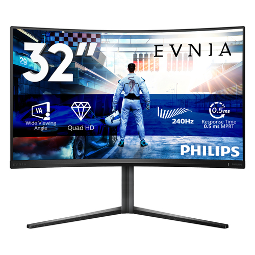 Philips Evnia 5000 32M2C5500W - Écran LED - jeux - incurvé - 32" (31.5" visualisable) - 2560 x 1440 QHD @ 240 Hz - VA - 500 cd/m² - 4000:1 - DisplayHDR 400 - 0.5 ms - 2xHDMI, 2xDisplayPort - ardoise foncée 