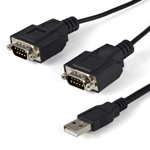 StarTech.com Câble adaptateur FTDI USB vers série RS232 2 ports avec mémorisation du port de communication - Adaptateur série - USB - RS-232 x 2 - noir 