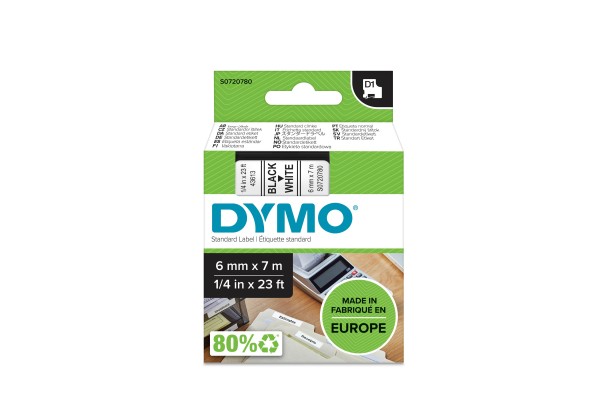 DYMO Ruban D1 - 6 mm noir sur blanc 