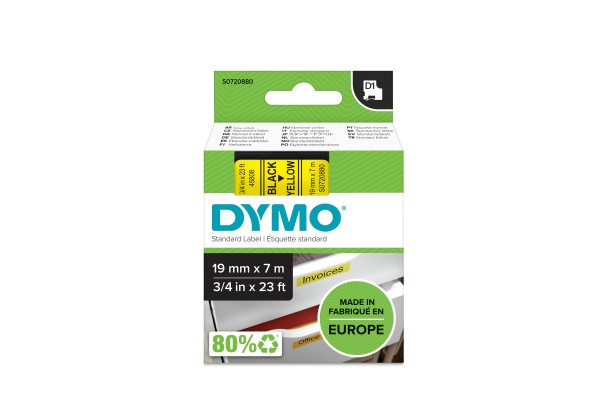 DYMO Ruban D1 - 19 mm noir sur jaune 