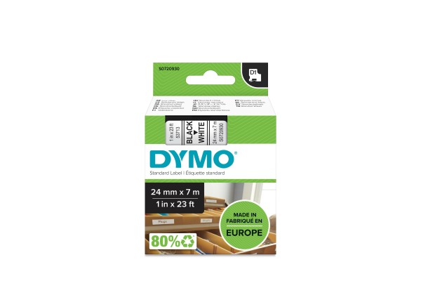 DYMO Ruban D1 noir sur blanc 24 mm x 7 m 