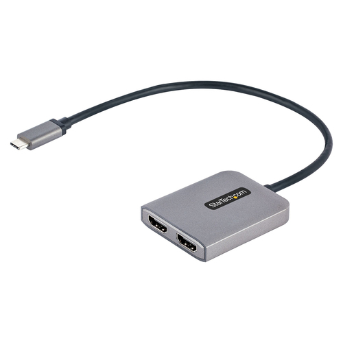 Ce hub USB-C vers HDMI MST vous permet de connecter deux moniteurs HDMI, en utilisant un périphérique hôte compatible USB-C.</p><h3>Le multitâche simplifié</h3>Ce répartiteur vidéo USB-C vers HDMI permet de connecter jusqu'à deux écrans supplémentair 