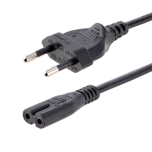 StarTech.com Câble d'Alimentation pour PC, 2m - Prise EU vers C7, 18AWG - Câble d'alimentation - Europlug (P) pour power IEC 60320 C7 - CA 250 V - 2.5 A - 2 m - noir - Europe 