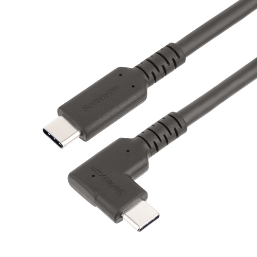 StarTech.com Câble USB-C Robuste à Angle Droit de 1m, USB 3.2 Gen 2, 4K60 - Câble USB - USB-C (M) droit pour USB-C (M) angle droit - USB 3.2 Gen 2 - 1 m - passif, support pour 4K60Hz, robuste - noir 