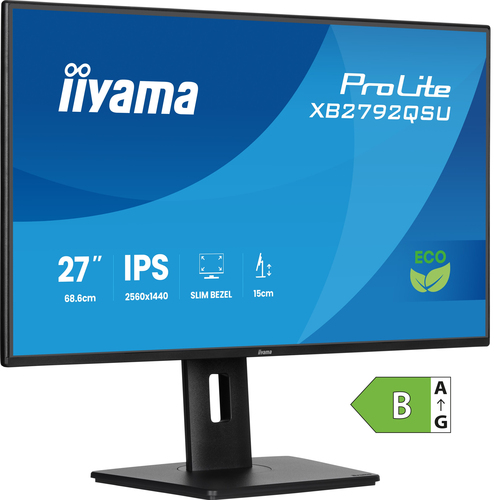 iiyama ProLite XB2792QSU-B1 - Écran LED - 27" - 2560 x 1440 QHD @ 120 Hz - IPS - 350 cd/m² - 1500:1 - 3 ms - HDMI, DisplayPort - haut-parleurs - noir, mat 