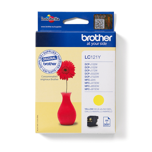 Brother LC121Y - Jaune - original - cartouche d'encre - pour Brother DCP-J100, DCP-J105, DCP-J132W, DCP-J552DW, DCP-J752DW