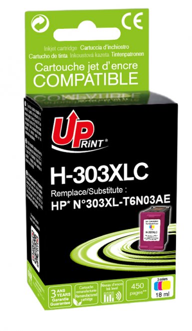 UPRINT CARTOUCHE REMANUFACTUREE HP NÂ°303XL-REMPLACE T6N03AE COULEUR 