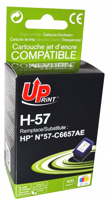 UPRINT CARTOUCHE REMANUFACTUREE HP NÂ°57-REMPLACE C6657AE COULEUR 