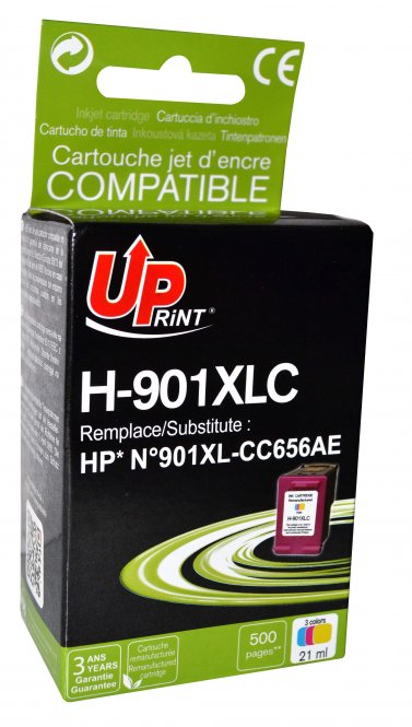 UPRINT CARTOUCHE REMANUFACTUREE HP NÂ°901XL-REMPLACE CC656A COULEUR 