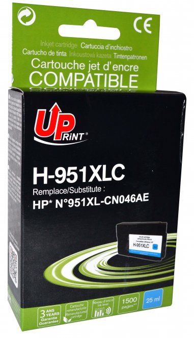 UPRINT CARTOUCHE REMANUFACTUREE HP NÂ°951XL-REMPLACE CN046AE CYAN 