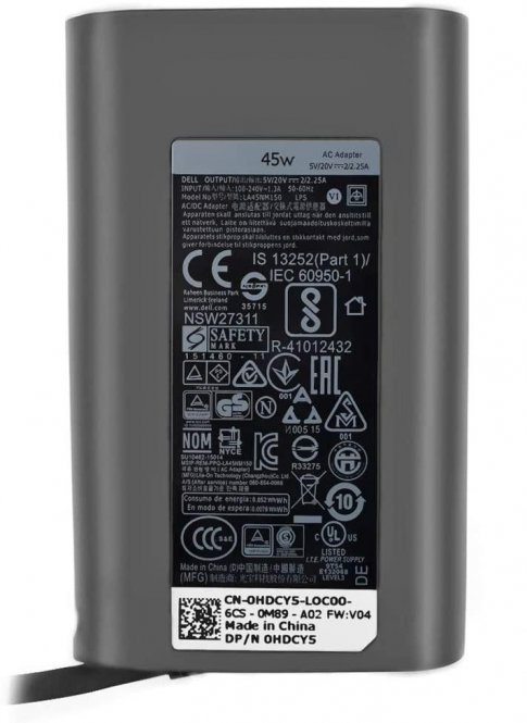 Dell AC Adapter, 45W, 19.5V, 3 