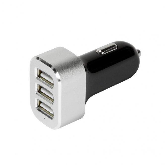 LogiLink USB 3-Port Car Charger, 5,1A, black/silver, LogiLink