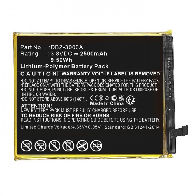 CoreParts Battery 3.8V 2500mAh 9.50Wh 
