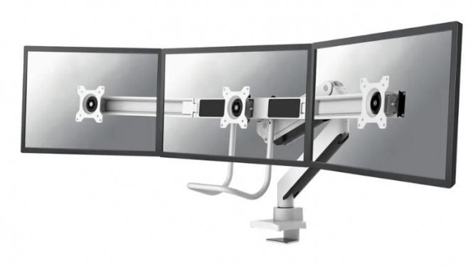 Neomounts Nm-D775Dx3White Full Motion  Dual Desk Monitor Arm (Clamp 