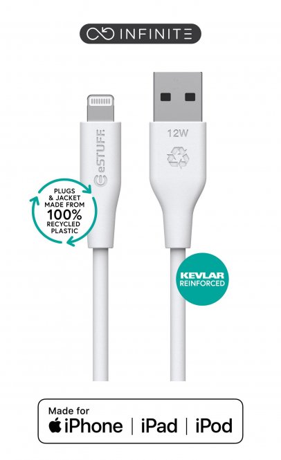 eSTUFF INFINITE (GRS) USB-A to  Lightning Cable MFI 1m White. 