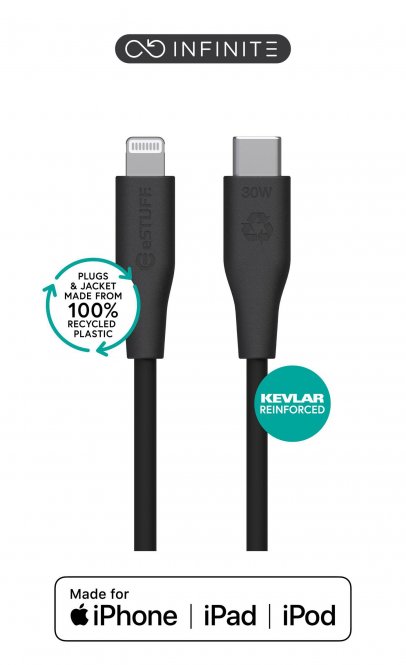 eSTUFF INFINITE (GRS) USB-C to  Lightning Cable MFI 1m Black. 