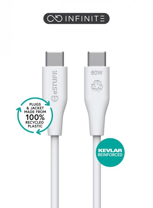 eSTUFF INFINITE (GRS) USB-C to USB-C  Cable 3m White. PVC Free 