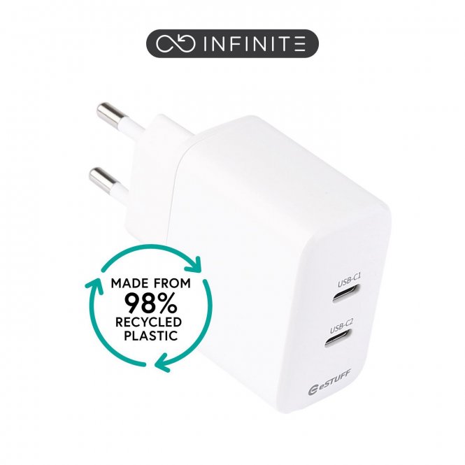 eSTUFF INFINITE (GRS) USB-C Charger  EU PD 35W Dynamic. 2 x USB-C. 