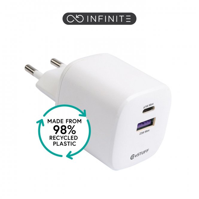 eSTUFF INFINITE (GRS) USB-C Charger  EU PD 67W GaN. 1x USB-C - 1 X 