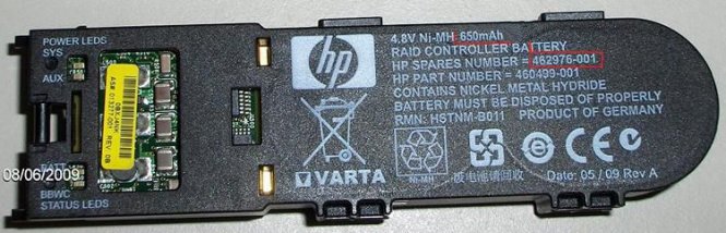 HP 4.8V 650mAh BBWC Battery Pack 