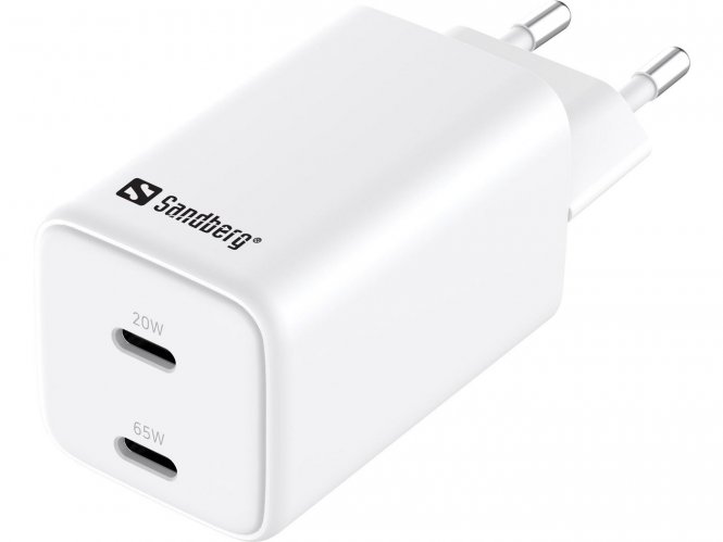Sandberg AC Charger Dual USB-C PD65W EU - disponible 48 / 72h
