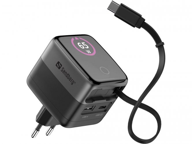 Sandberg Charger PD65W Display + Cable - disponible 48 / 72h