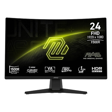 Ecran PC Full HD 1080p - 1920 x 1080 pixels - 1 ms (MPRT) - 16/9 - Dalle VA incurvée 1500R - 180 Hz - Adaptive-Sync - HDR - DisplayPort/HDMI - Noir