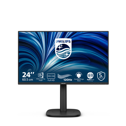 Philips 24B2N3200J - 3000 Series - écran LED - 24" (23.8" visualisable) - 1920 x 1080 Full HD (1080p) @ 120 Hz - IPS - 1500:1 - HDMI, VGA, DisplayPort - haut-parleurs - noir 