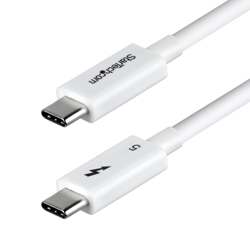 StarTech.com - Câble Thunderbolt - Thunderbolt 5 (M) pour Thunderbolt 5 (M) - USB4 / Thunderbolt 3 / Thunderbolt 4 / Thunderbolt 5 / DisplayPort 2.1 - 50 cm - support 4K, support 8K, passif, Alimentation USB (240 W) - blanc 