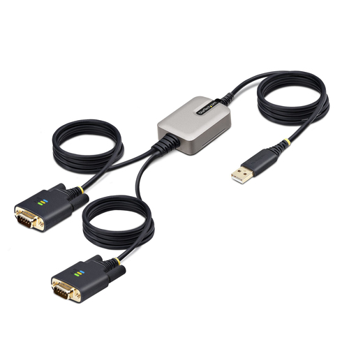 StarTech.com Adaptateur USB vers Série de 2 Ports de 4 m, FTDI/DB9 RS232 - Câble USB / série - USB (M) pour DB-9 (M) vissable - 4 m - noir 