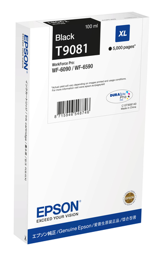 Epson T9081 - 100 ml - XL - noir - original - boîte - cartouche d'encre 