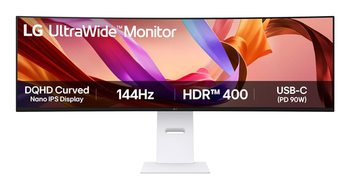 LG UltraWide 49U950A-W - Écran LED - incurvé - 49" - 5120 x 1440 Dual Quad HD @ 144 Hz - Nano IPS - 1000:1 - DisplayHDR 400 - 1 ms - 2xHDMI, DisplayPort, USB-C - haut-parleurs 