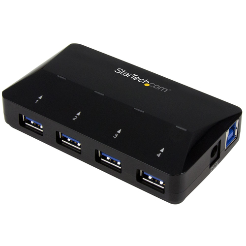 Startech Hub USB 3.0 à 4 ports plus port dédié à la charge - Concentrateur USB avec station de charge rapide - 1x 2,4 A - Commutateur de partage des périphériques USB - 4 x SuperSpeed USB 3.0 - de bureau - pour P/N: SDMSDRWU3AC, USB312SAT3CB, USB315CB2M,  