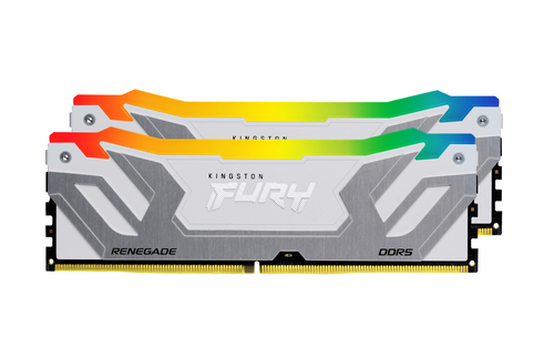 Kingston FURY Renegade RGB - DDR5 - module - 24 Go - DIMM 288 broches - 8800 MT/s / PC5-70400 - CL42 - 1.4 V - mémoire non tamponnée chronométrée - on-die ECC - blanc et argent 
