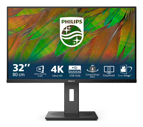 Philips 32B1N3800 - 3000 Series - écran LED - 32" (31.5" visualisable) - 3840 x 2160 4K UHD (2160p) @ 60 Hz - VA - 350 cd/m² - 3500:1 - 4 ms - 2xHDMI, DisplayPort - haut-parleurs - noir 