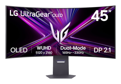 LG UltraGear 45GX950A-B - Moniteur OLED - jeux - incurvé - 45" (44.5" visualisable) - 5120 x 2160 WUHD @ 165 Hz - 1300 cd/m² - 1500000:1 - DisplayHDR 400 True Black - 0.03 ms - 2xHDMI, DisplayPort, USB-C - haut-parleurs - noir 