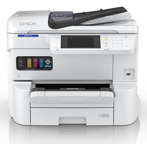 Epson WorkForce Pro EM-C7100DWF - Imprimante multifonctions - couleur - jet d'encre - A3 (297 x 420 mm) (original) - A3 (support) - jusqu'à 22 ppm (copie) - jusqu'à 25 ppm (impression) - 335 feuilles - 33.6 Kbits/s - Gigabit LAN, Wi-Fi(ac), USB 3.0, USB 2 