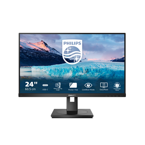 Philips S-line 243S1 - Écran LED - 24" (23.8" visualisable) - 1920 x 1080 Full HD (1080p) @ 75 Hz - IPS - 300 cd/m² - 1000:1 - 4 ms - HDMI, DisplayPort, USB-C - haut-parleurs - noir texturé 