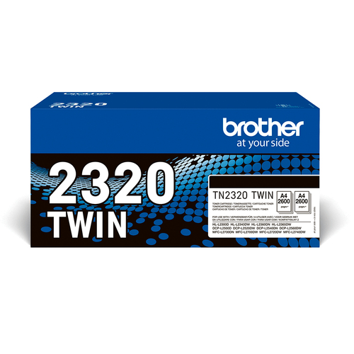 Brother TN2320 TWIN - Pack de 2 - à rendement élevé - noir - original - cartouche de toner - pour Brother DCP-L2500D, DCP-L2540DN, DCP-L2560DW, HL-L2360DN, HL-L2365DW, MFC-L2700DN 