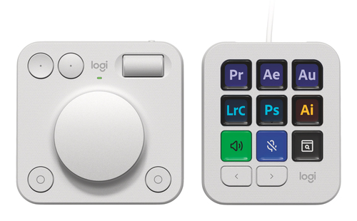 Logitech Master Series MX Creative Console - Ensemble clavier et pavé numérique - backlit - USB-C - gris pâle